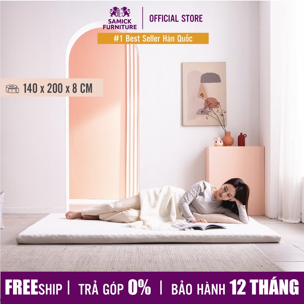 Nệm Topper tấm tăng tiện nghi hút chân không SAMICK COMFY TOPPER nhập khẩu Hàn Quốc 140x200x8