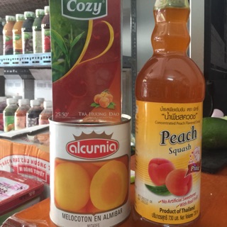 Combo Trà đào huyền thoại ( 1 lon đào Alcurnia +1 siro Pixie thái, 1 Hộp đào cozy)