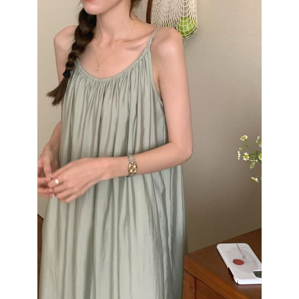 Đầm Hai Dây Xếp Ly Dáng Rộng Phong Cách Pháp Thanh Lịch 52754 3 Màu