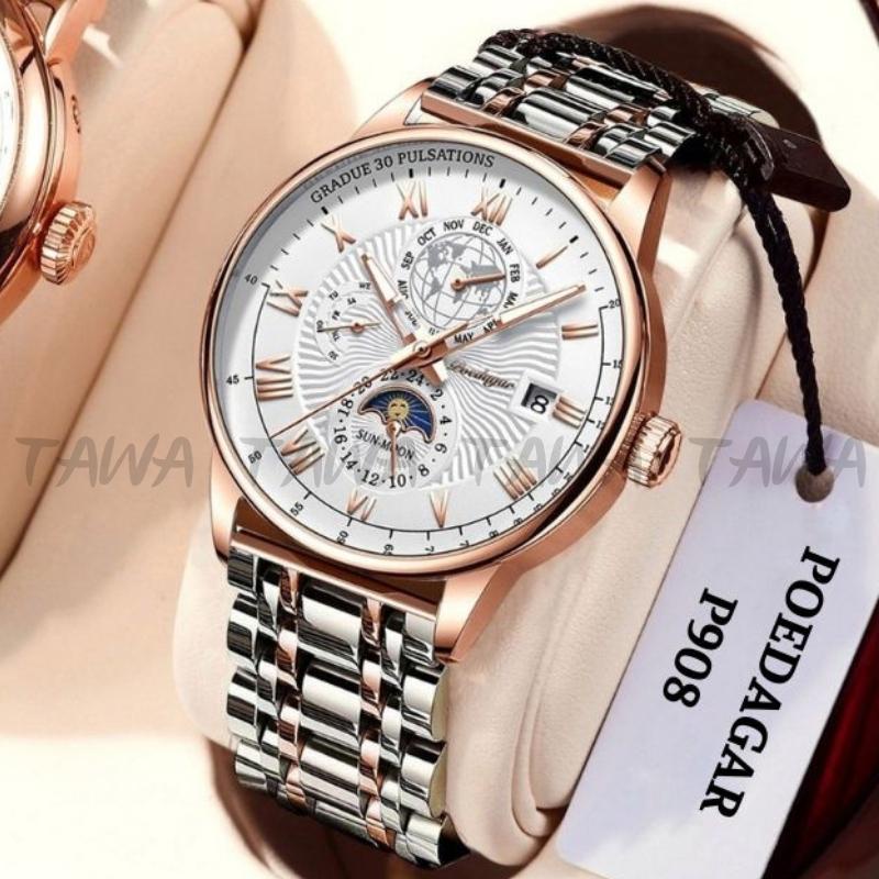 Đồng Hồ Nam Dây Thép Chính Hãng POEDAGAR P908 Cao Cấp Thiết Kế Đẹp Chống Nước Độ Sâu 30M