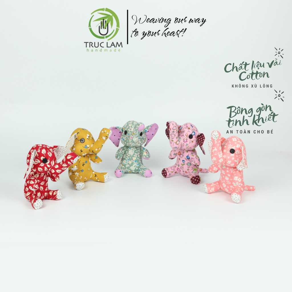 Đồ Chơi Cho Bé Thú Nhồi Bông Mini Hình Con Voi Ngồi Nhiều Màu Sắc Bông Gòn Cao Cấp - Trúc Lâm Handmade