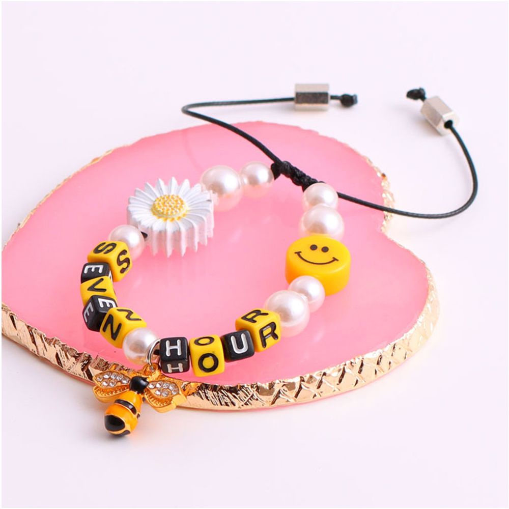 LOMBARD Vòng tay Vòng cổ thiết kế hình hoa cúc mặt cười phong cách hip hop Hàn Quốc cá tính thời trang cho nam và nữ