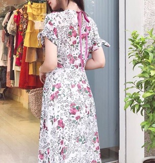 ĐẦM VOAN HOA THẮT NƠ DÂY