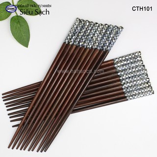 Đũa gỗ trắc việt nam đầu cẩm xà cừ đẹp tặng kèm hộp đẹp làm quà biếu - cth101 - chopstick of hahanco