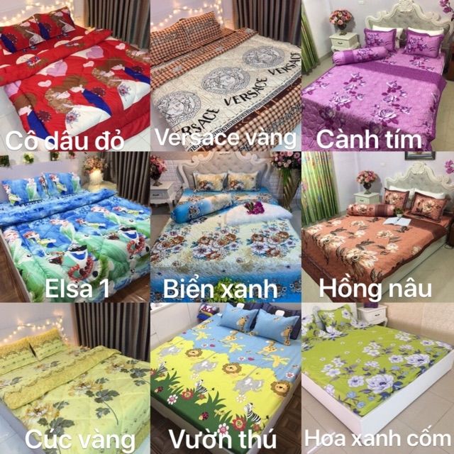 Ga và 2 vỏ gối cotton poly. Chat chọn mẫu