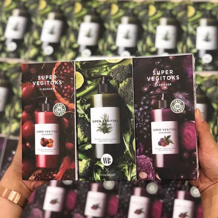 Hàng Hàn- Sữa Rửa Mặt Thải Độc Sủi Bọt Rau Củ Super Vegitoks Cleanser - Màu Đỏ