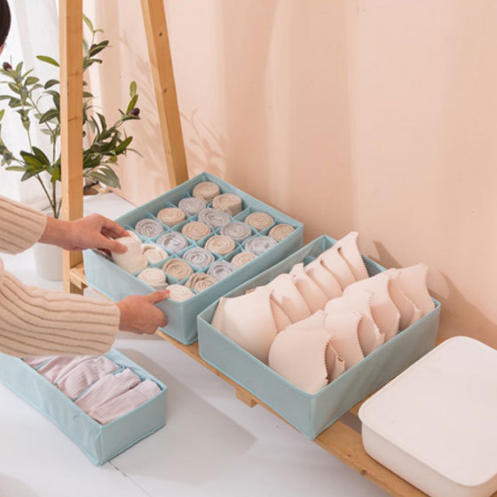 Túi hộp vải đựng đồ lót tất vớ áo ngực bra 6 7 20 ngăn VNXK vải không dệt tiện lợi tiết kiệm không gian