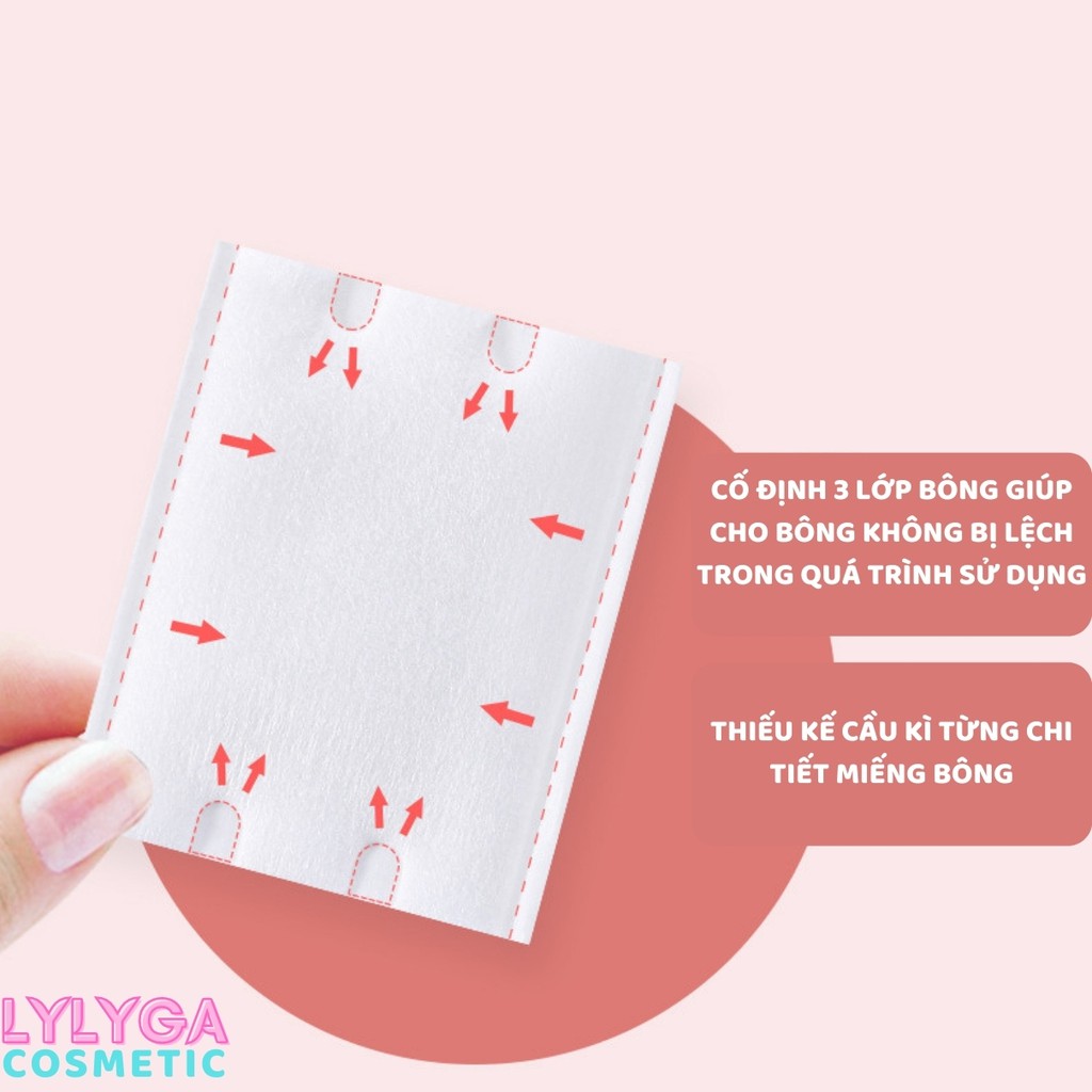 Bông tẩy trang COTTON LAMEILA TÚI 222 miếng 3 lớp - Làm sạch lớp trang điểm makeup hiệu quả bông nội đia Trung