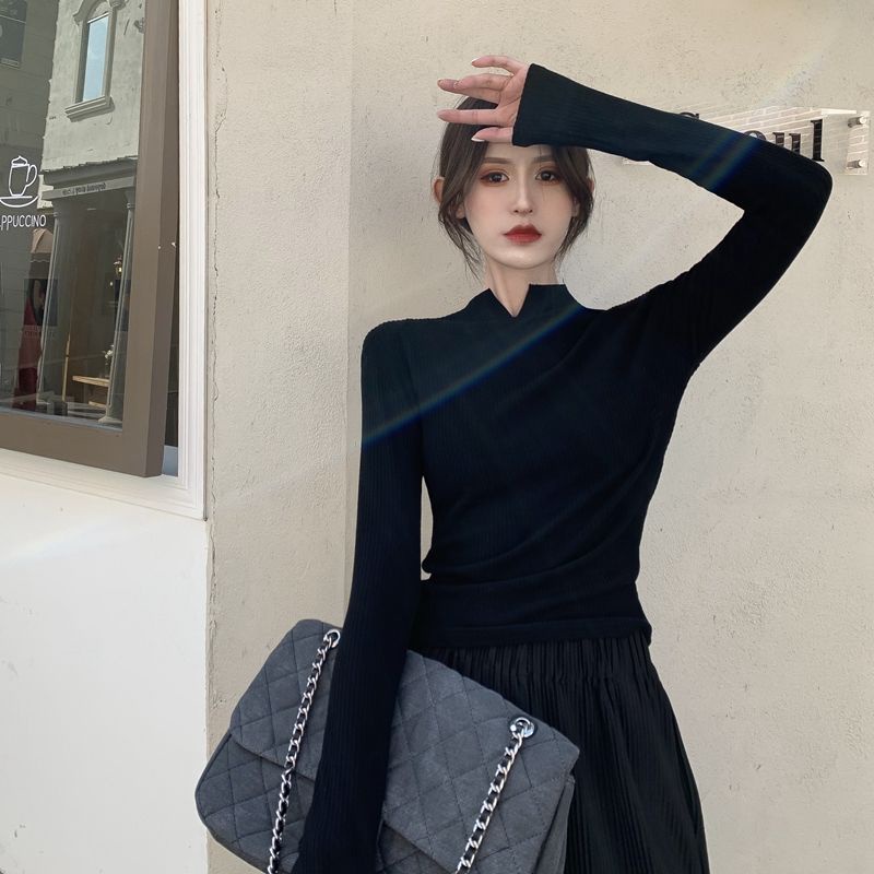 Áo Kiểu Tay Dài Cổ Lọ Có Mút Đệm Thời Trang Mùa Đông Cho Nữ