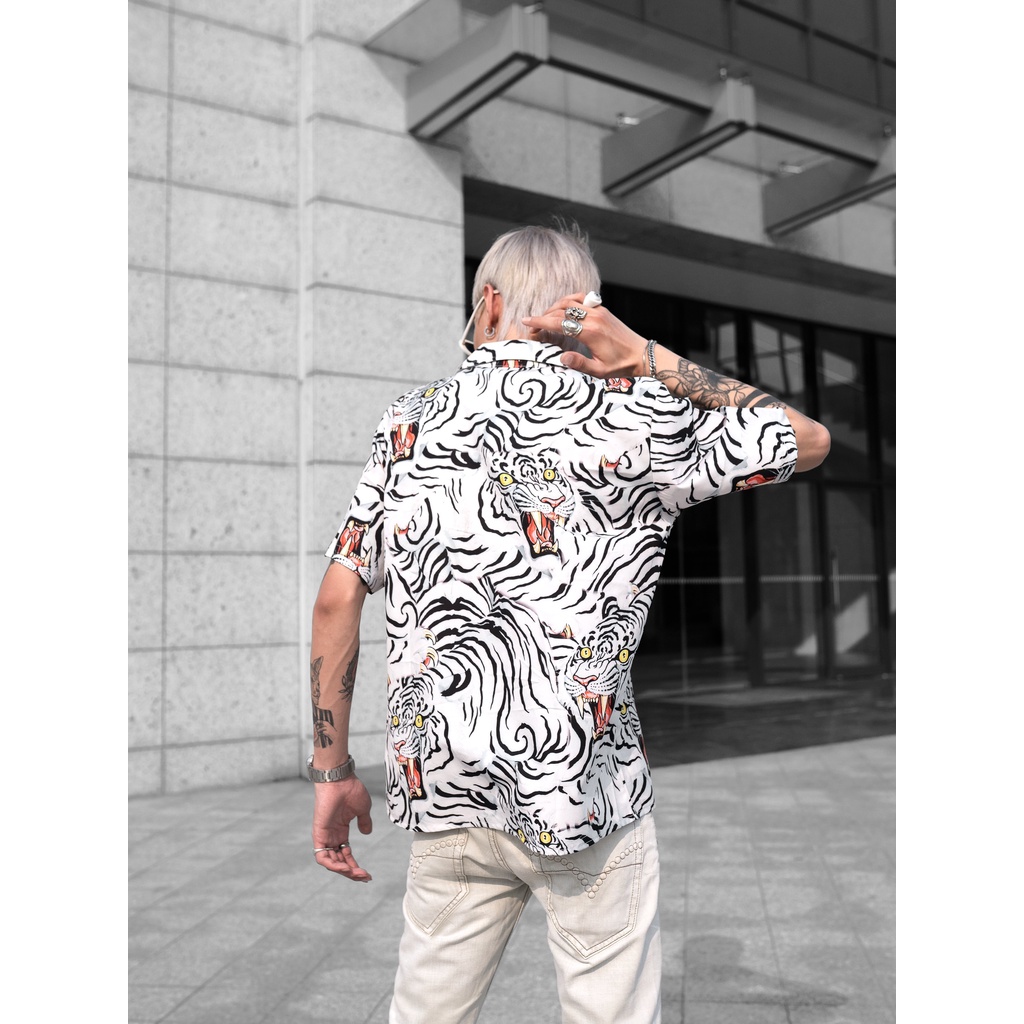 Áo SơMi Cộc Tay White Tiger, ÁO SƠ MI NGẮN TAY UNISEX ODIN, Local Brand ODIN CLUB