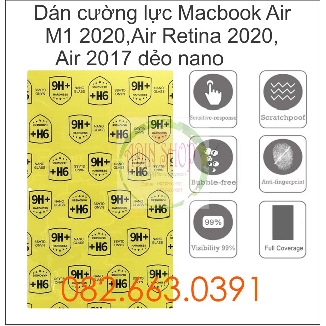 Dán cường lực Macbook Air M1 2020 / Air (Retina, 2020) / Air 2017 dẻo nano siêu bền