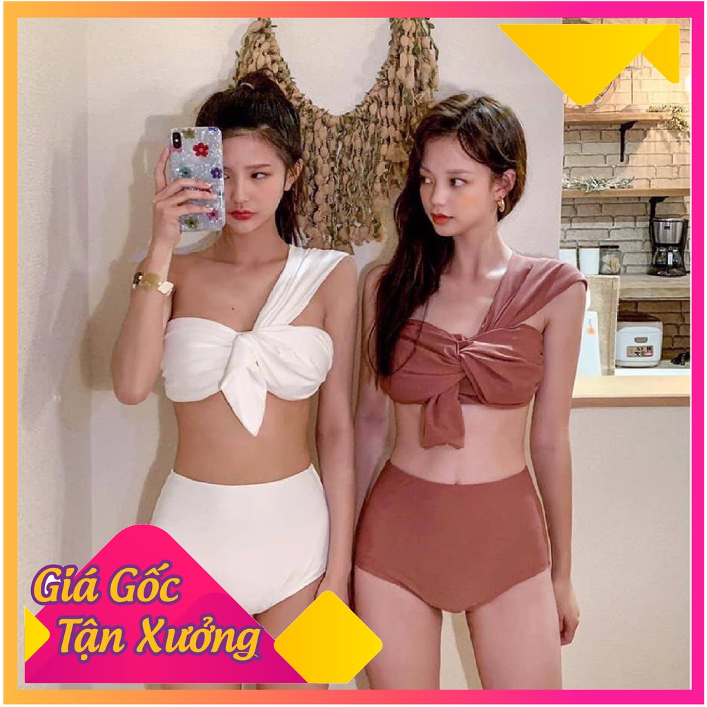 Bikini 2 mảnh áo quây lệch vai có gọng, bộ bơi rời nhún ngực quai vai cho nữ BIkini191