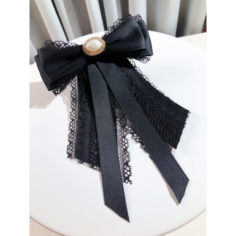 Cài Áo Hình Nơ Phối Ren Đính Ngọc Trai Thời Trang Cho Nữ