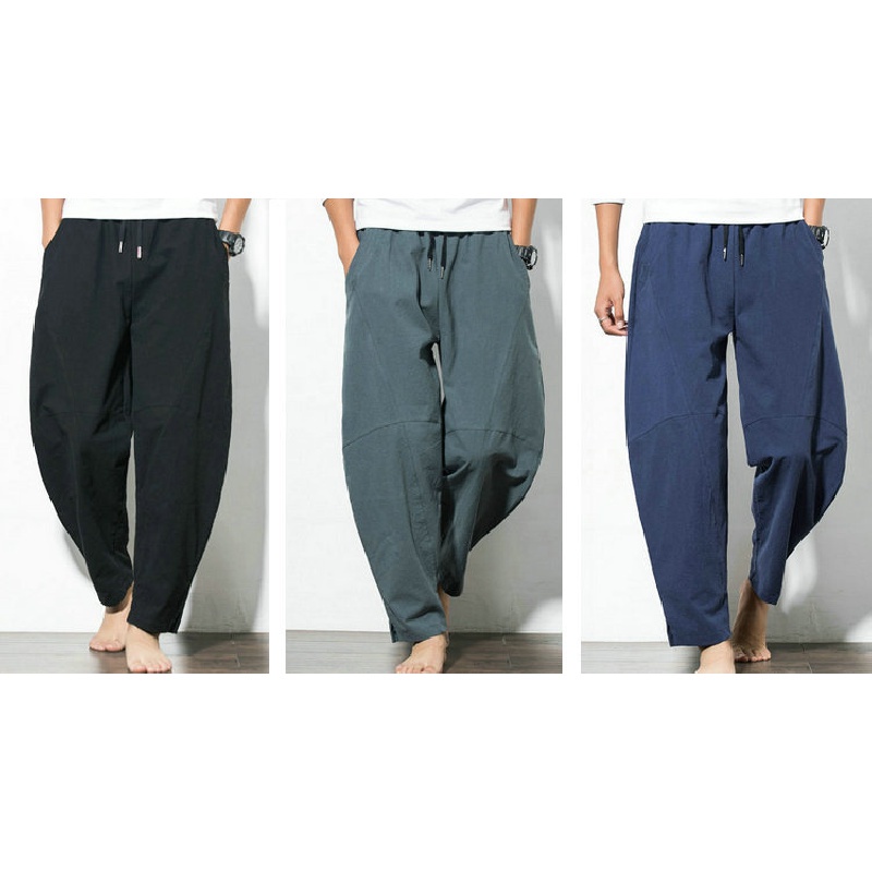 Quần Harem Chất Liệu Cotton Lanh Plus Size Cho Nam