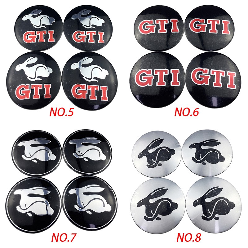 Bộ 4 Miếng Dán 56mm Bằng Kim Loại Trang Trí Nắp Trục Bánh Xe Hơi volkswagen gti abt rline vw golf jetta