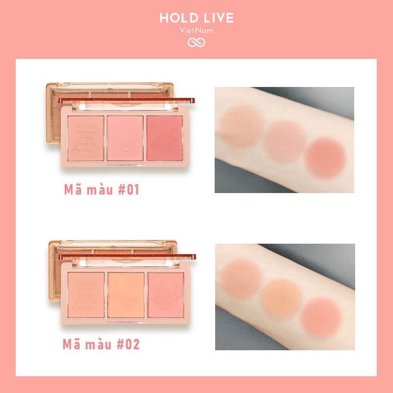 Phấn Má 3 Ô Màu HOLD LIVE SECRET GARDEN BLUSH HL461 Chất Phấn Mịn Lì, Dễ Tán Lên Màu Chuẩn Phong Cách Make-up Nàng Thơ