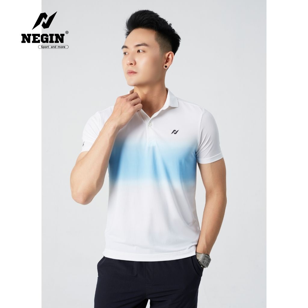 Áo Thể Thao Nam Cổ Bẻ NEGIN Tay Ngắn Phối Màu Trước Ngực, Chất Liệu Thấm Hút Tốt AND347M