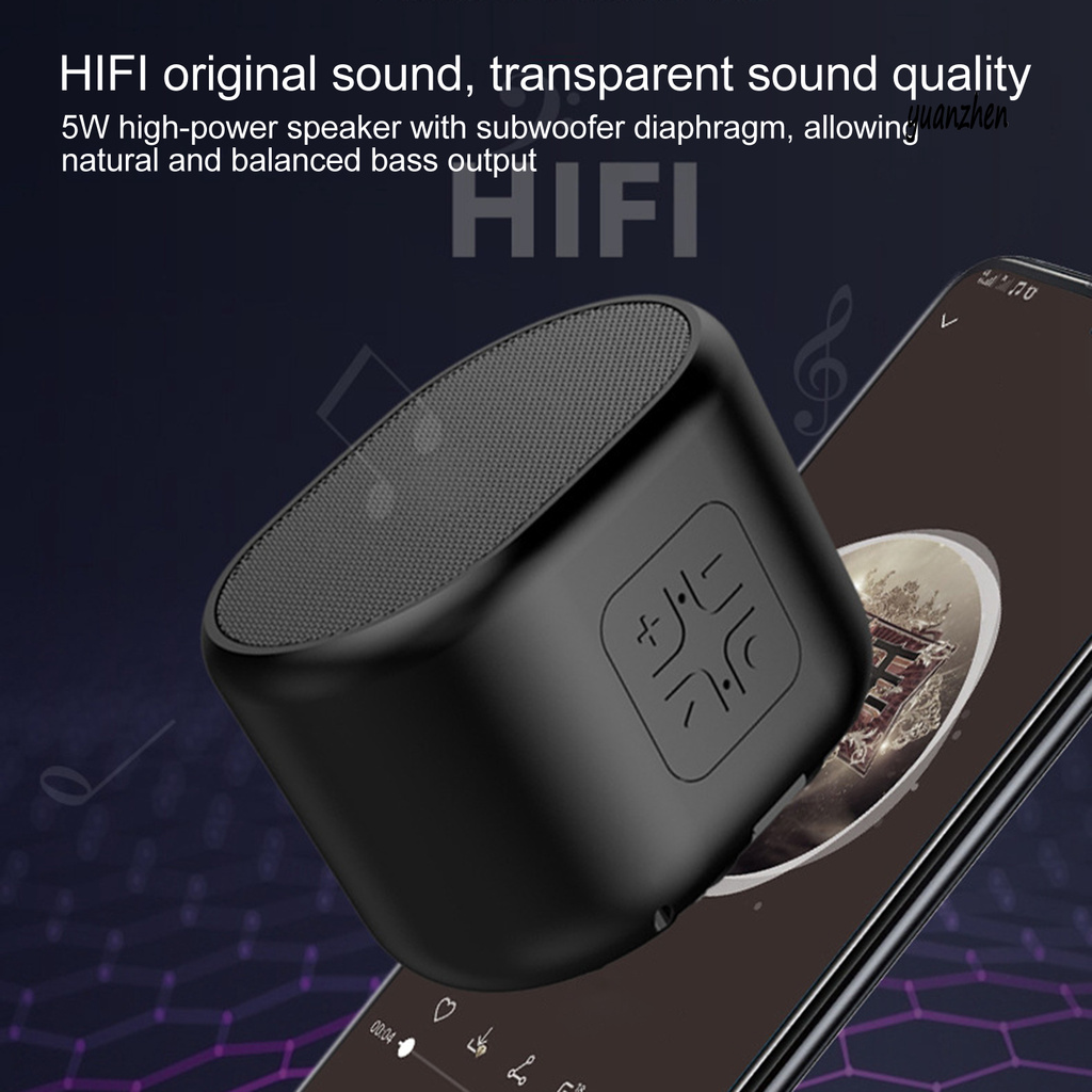 yuanzhen Portable Mini Bass Bluetooth 5.0 Wireless Speaker with U Disk TF Card Input Port Subwoofer Loudspeaker for Indoor Outdoor