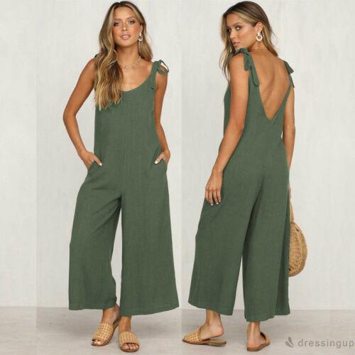 Jumpsuit Ống Rộng Hở Lưng Gợi Cảm Cho Nữ