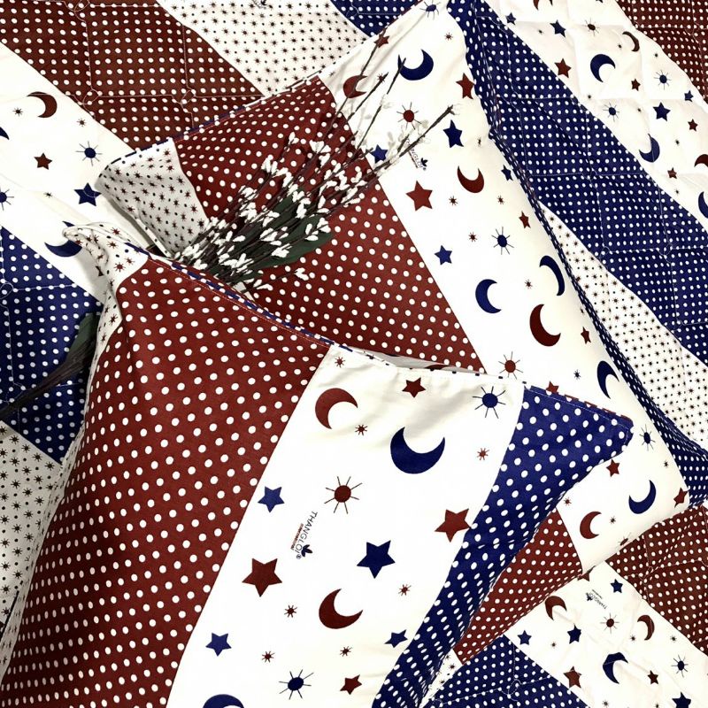 bộ drap (ga giường 4 món ) Thắng lợi cotton in logo chính hãng mẫu TRĂNG SAO ĐỎ