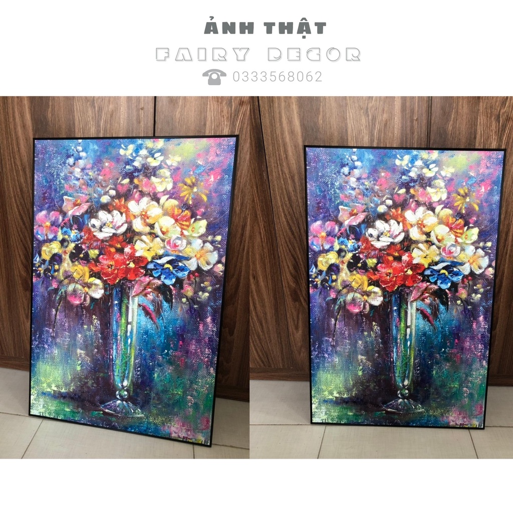 Tranh Treo Tường Canvas, Tranh decor Phòng khách, phòng ngủ, cầu thang⚡FREE SHIP⚡Mẫu bình hoa,sơn dầu