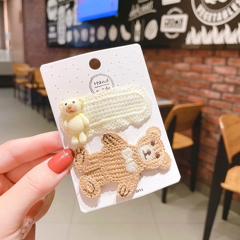Kẹp Tóc Vải Hình Gấu Dễ Thương Cho Nữ