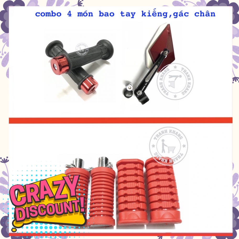 Combo bao tay kiểu Exciter 135  kiếng kim cương và gác chân trước sau màu đỏ 006000892 006000631 006000572 006000577