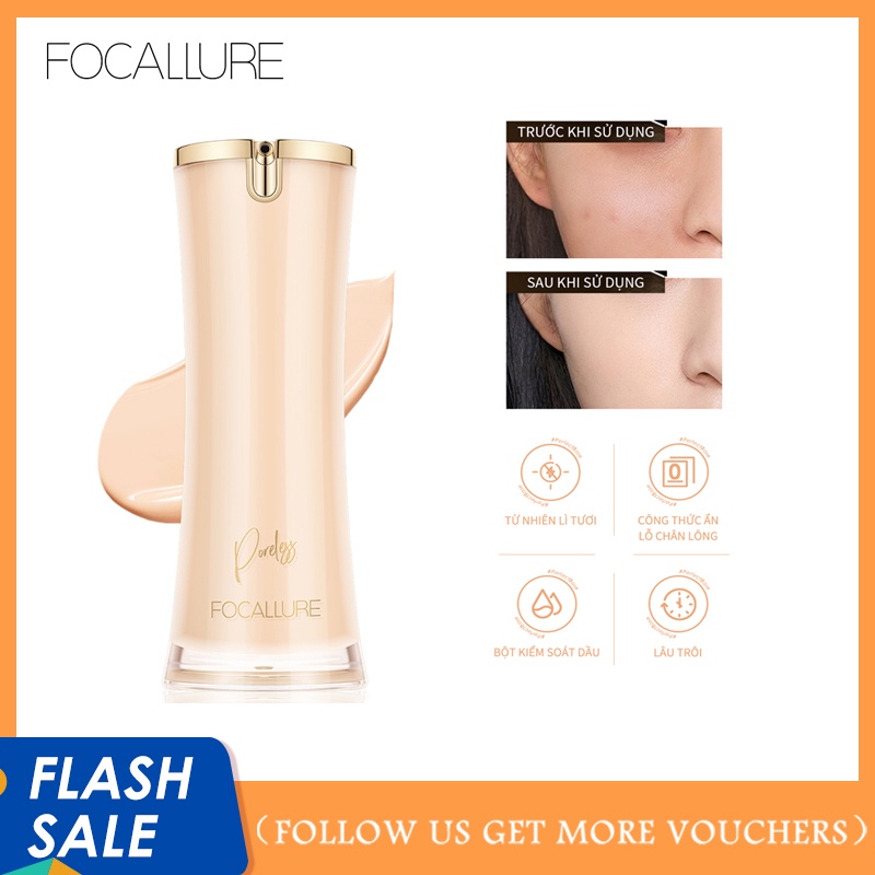 Kem nền dạng lỏng Focallure che phủ lỗ chân lông kiểm soát dầu tự nhiên