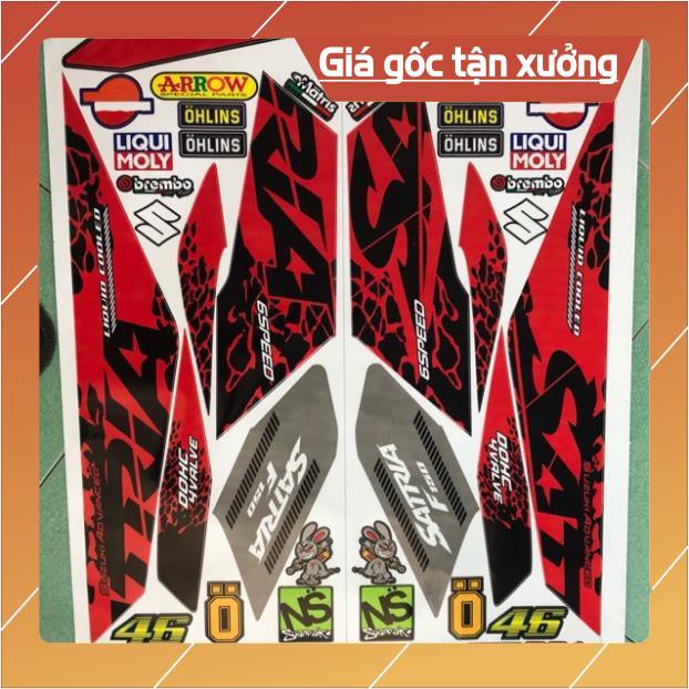 Tem rời satria fi đỏ đen 3 lớp sản phẩm y hình 100%