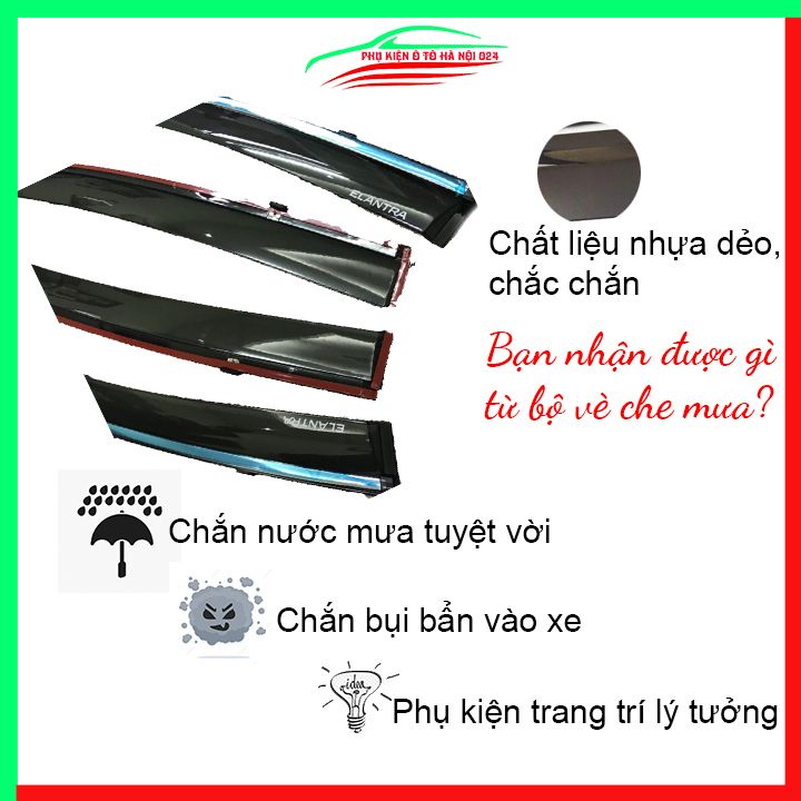 Vè che mưa cho xe ô tô Elantra 2016-2020 chỉ mạ