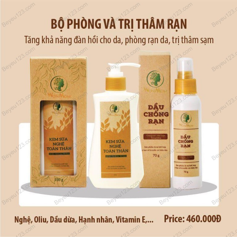 Kem sữa Nghệ dưỡng toàn thân Wonmom - cho Mẹ bầu và sau sinh - trắng hồng , rạn da, mờ thâm nám