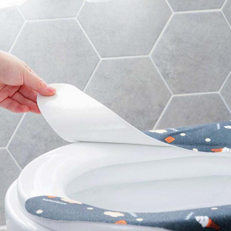 Miếng lót bồn cầu tự dính in hình thiết kế dễ thương có thể tái sử dụng