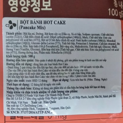 BỘT LÀM BÁNH HOT CAKE MIX HÀN QUỐC 1KG - 핫게익 믹스