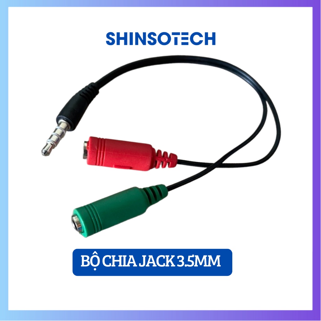 Dây chuyển đổi tai nghe 1 cổng 3.5 thành 2 cổng 3.5 dùng cho audio và micro sử dụng trên máy tính và laptop