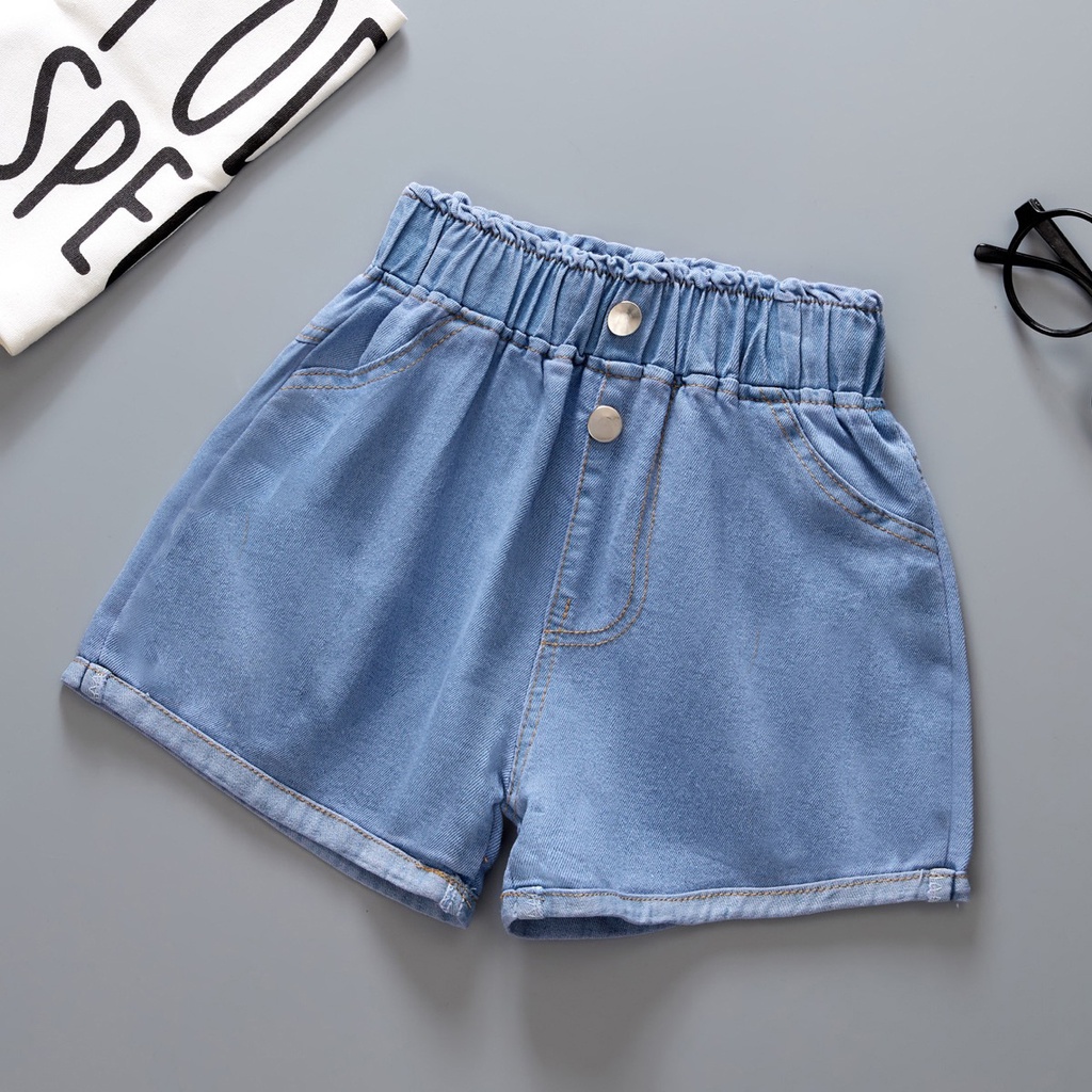 Quần Short Denim Thời Trang Năng Động Cho Bé Gái