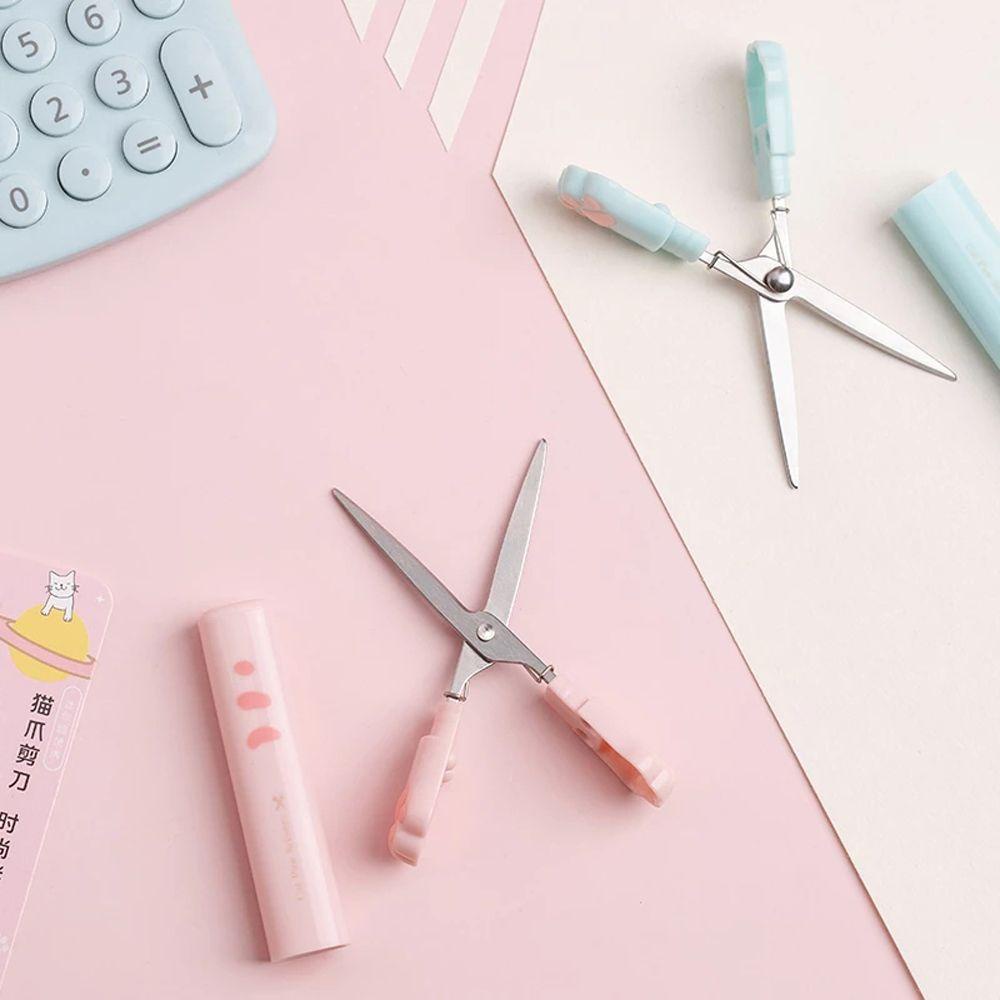 Kéo Mini Bằng Thép Không Gỉ Có Thể Gấp Gọn Hình Móng Mèo Dễ Thương