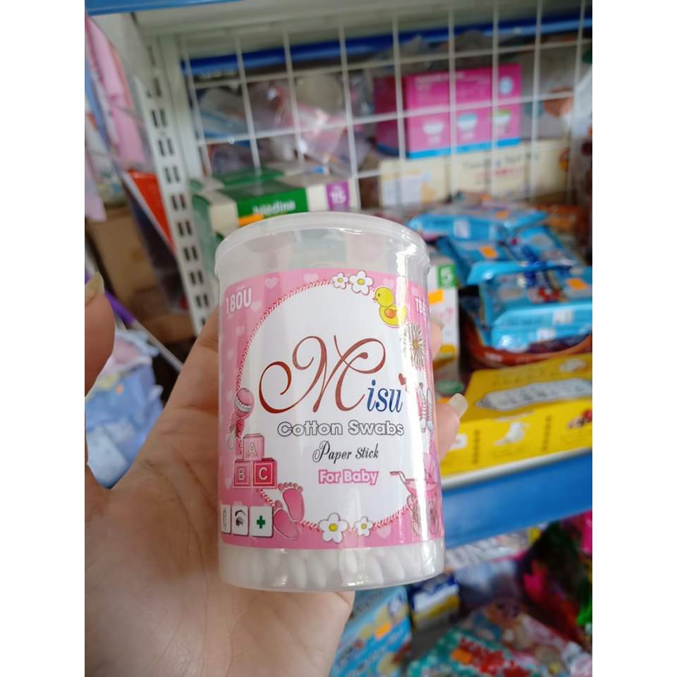 Tăm bông em bé lõi giấy an toàn Misu 180 cây