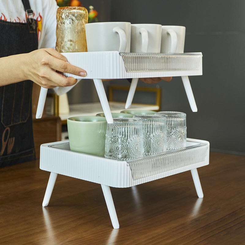 Giá để đồ nhà bếp 2 tầng Giá đựng cốc để bàn đa chức năng Boron069