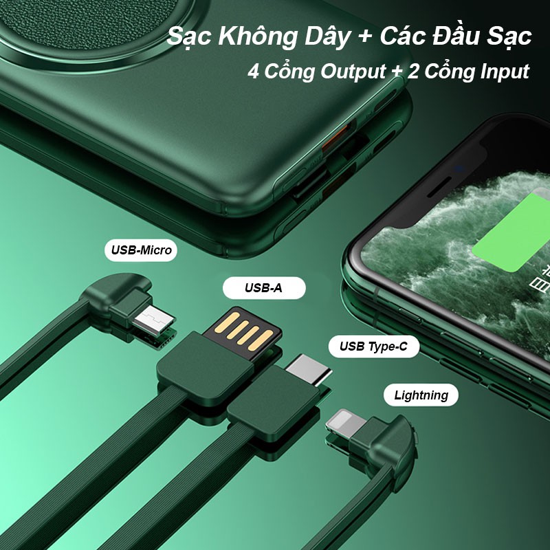 Pin Sạc Dự Phòng 20000mAh CYKE Hỗ Trợ Sạc Không Dây Và Tích Hợp Có Dây Sạc Cho Nhiều Thiết Bị Cùng Lúc Siêu Tiện Lợi