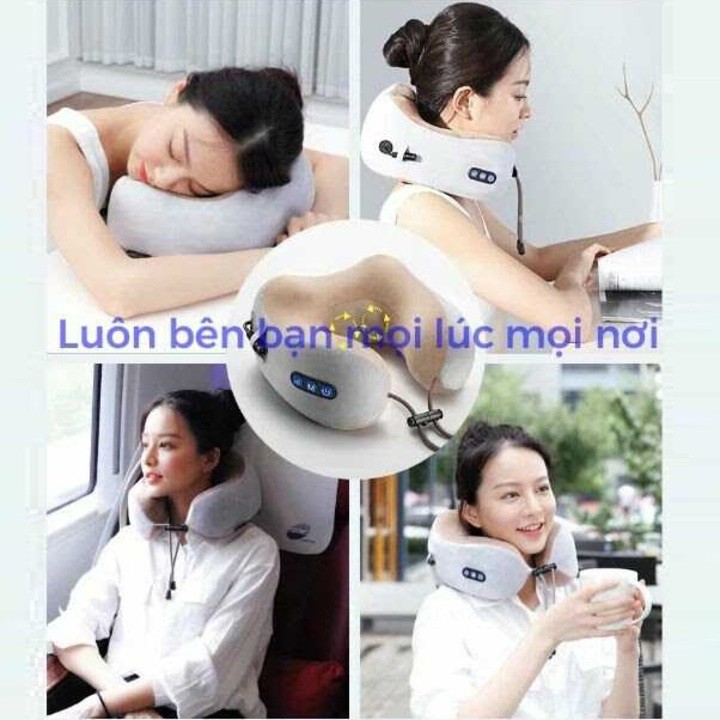 Gối Massage Cổ vai gáy hồng ngoại U-SHAPED Chính Hãng – Gối Mát Xa 3 chế độ cao cấp, tiện lợi mang theo