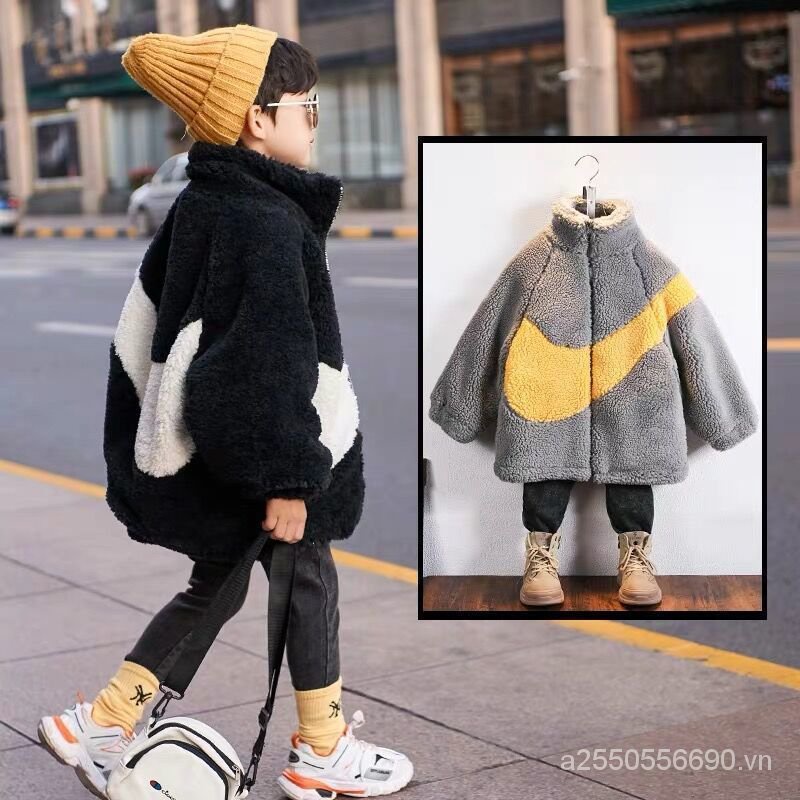 Áo khoác len lông cừu thời trang thu đông Hàn Quốc mới cho bé trai