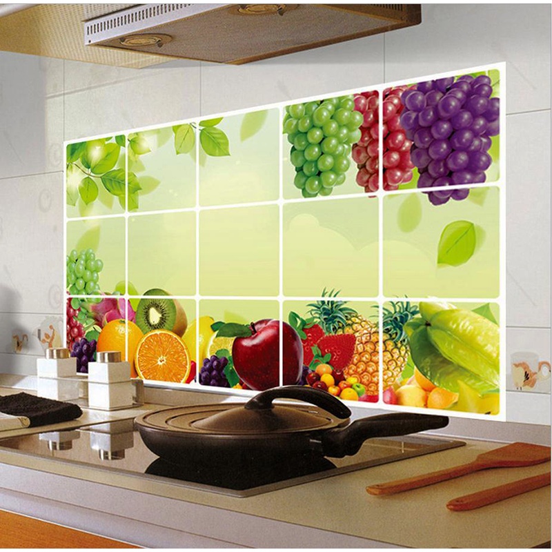 Giấy dán tường nhà bếp, miếng dán bếp chống bắn dầu mỡ, chịu nhiệt cao Hiwi