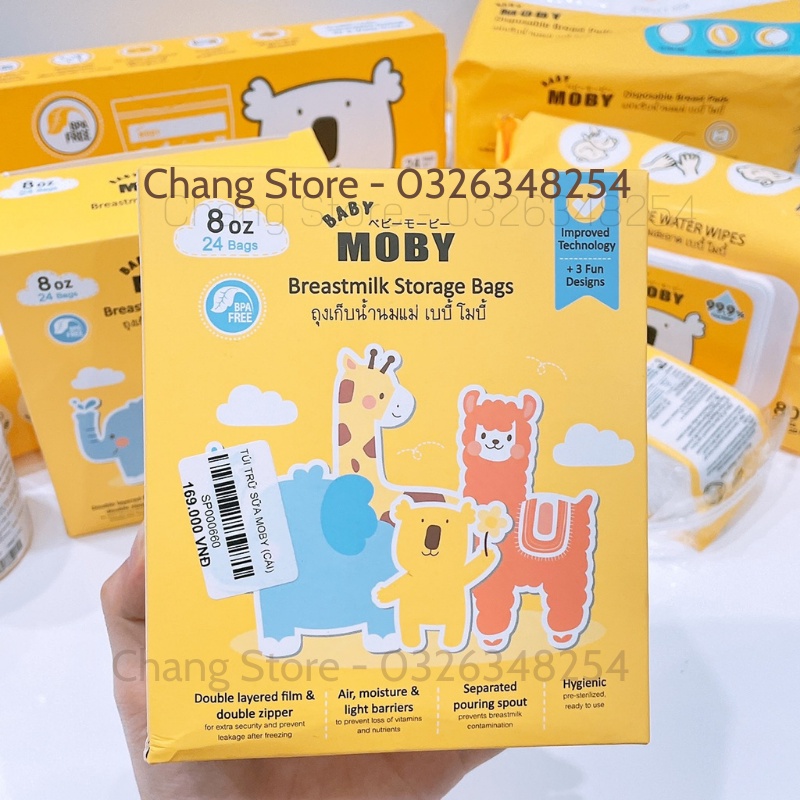 [CHÍNH HÃNG] Hộp Túi trữ sữa Moby Thái Lan dung tích 240ML
