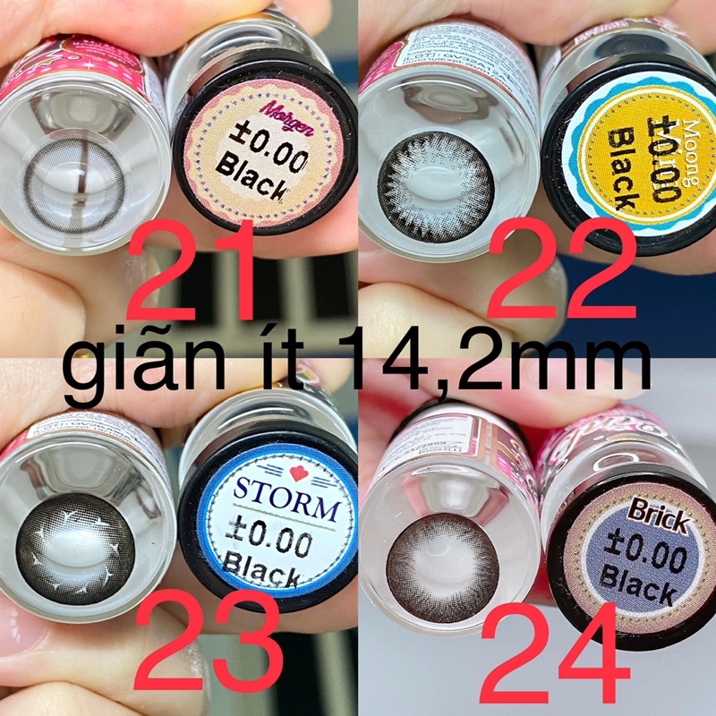 (FREE SHIP) Các mẫu lens Đen_Black HOT size ít giãn 14,3-14,2mm _Không độ