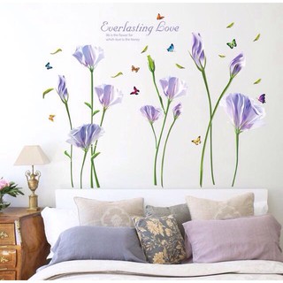 decal dán tường hoa tím mới