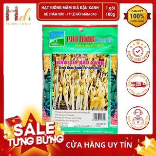 Hạt Giống Rau Mầm Giá Đậu Xanh (100g/Gói) - Trồng Hạt Giống Rau Củ Quả Bằng Đất Sạch, Xơ Dừa, Mùn Dừa Và Phân Bón Hữu Cơ