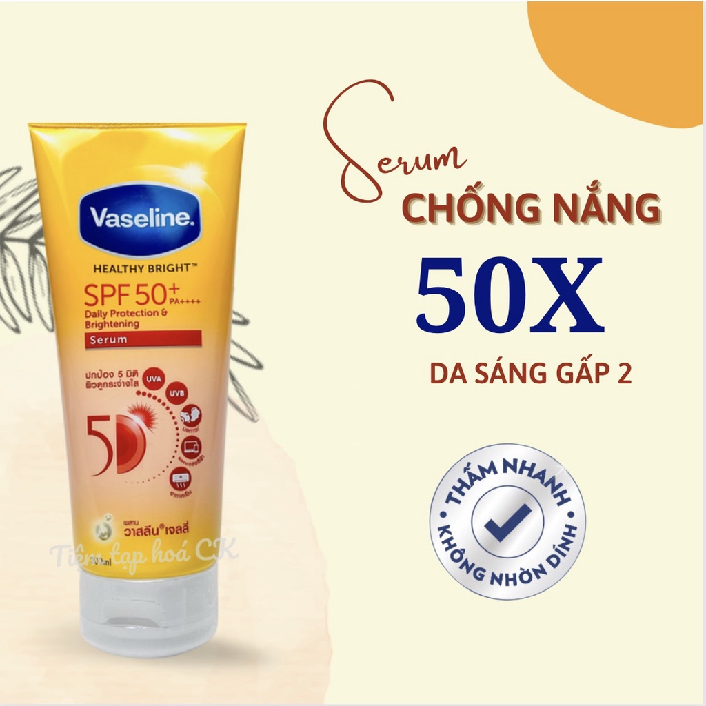 Kem chống nắng, sữa dưỡng thể trắng da Vaseline 50X Healthy Bright SPF50+ 170ml Thái Lan