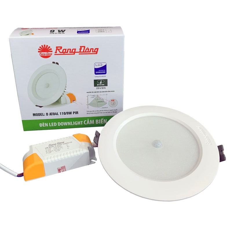 Đèn LED âm trần cảm biến chuyển động Rạng Đông 9W khoét lỗ 110 vỏ nhôm