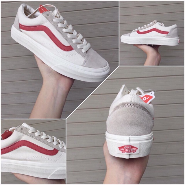 SALE Giày HOT Giầy sneaker VANS STYLE old skool trắng vạch đỏ thể thao đi chơi, dạo phố nam nữ 2020 '