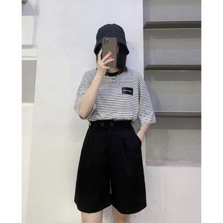 Quần short lửng xếp li chun sau